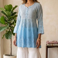 Chikan Embroidered Tops